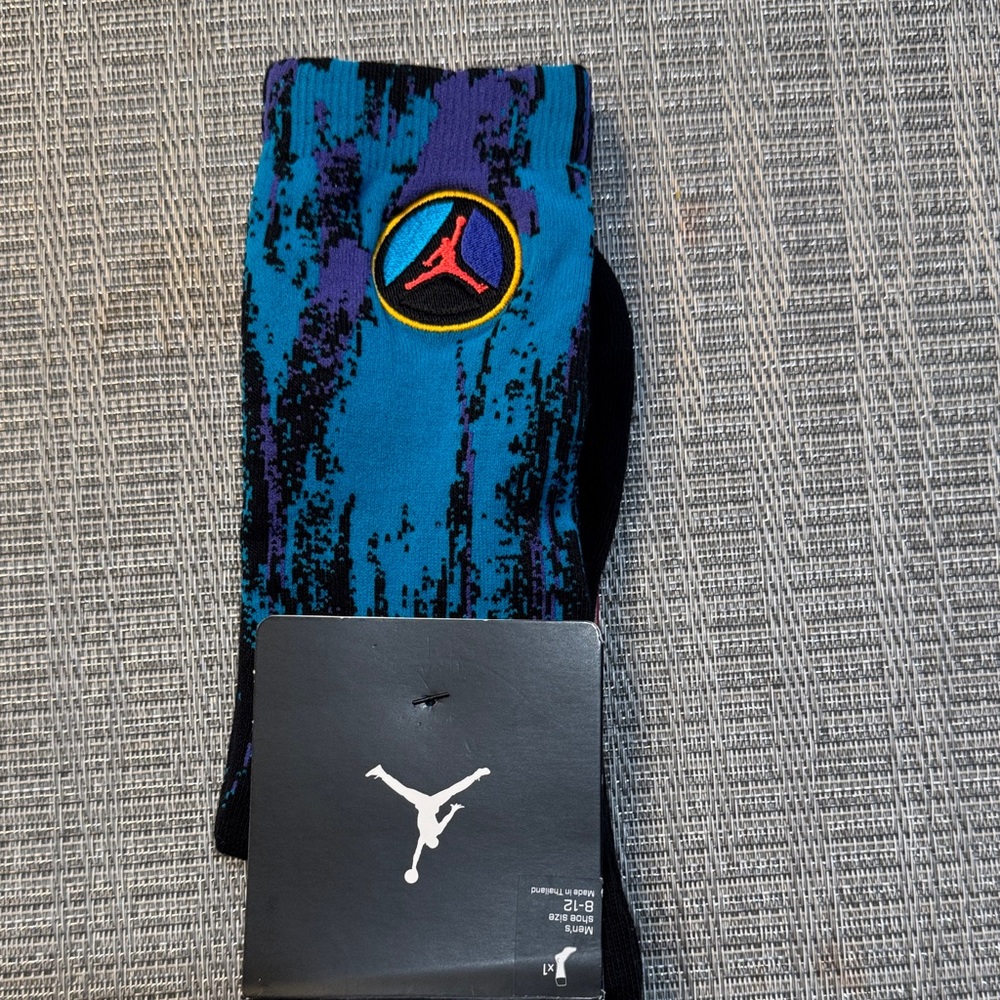 Jordan Crew Athletic Socks in Teal, Purple & Black